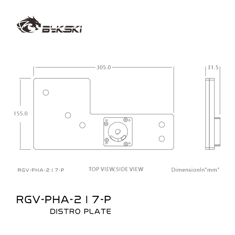 Distro Plate Ddc Pump Combo - Bykski RGV-PHA-217-P アクリルディストロプレート/ボードリザーバー PHANKTEKS ES217XE ケース/コンボ