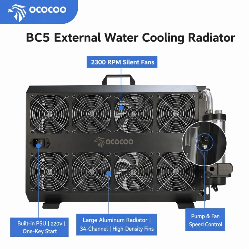 OCOCOO一体型外部水冷ラジエーターキット 4000W高出 - External Radiator Water Cooling Kit のレビューと価格