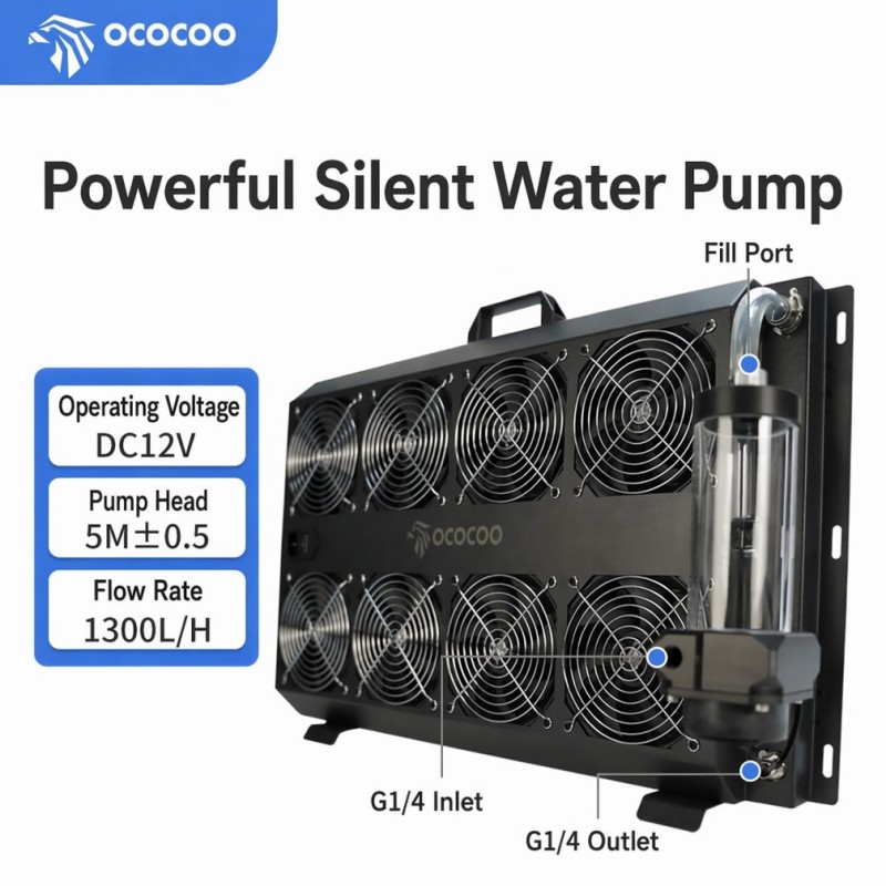 OCOCOO一体型外部水冷ラジエーターキット 4000W高出 - External Radiator Water Cooling Kit のレビューと価格